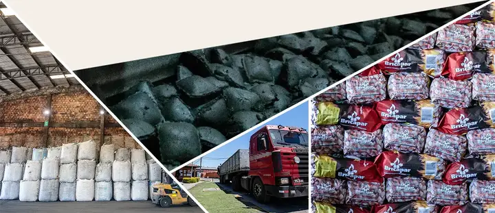 BRICAPAR production, charcoal, transport and packaged product